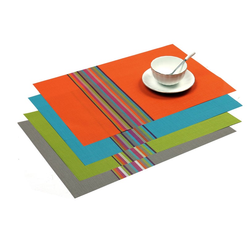 SHACOS Colorful Placemats Set of 8 Woven Vinyl Place Mats for Dining Table Coffee Table Heat Resistant Reversible Table Mat Wipe Clean (8, Multicolor) - Image 2